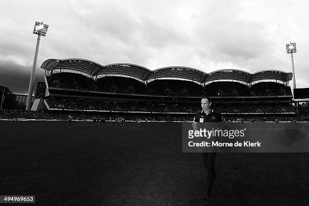 Brenton Sanderson of the Crows looks on during the round 11 AFL match between the Adelaide Crows and the Gold Coast Suns at Adelaide Oval on June 1,...