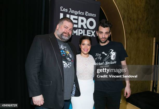 Director Dean DeBlois, actress America Ferrera and actor Jay Baruchel attend L.A. Times Hero Complex Film Festival "How To Train Your Dragon 2"...