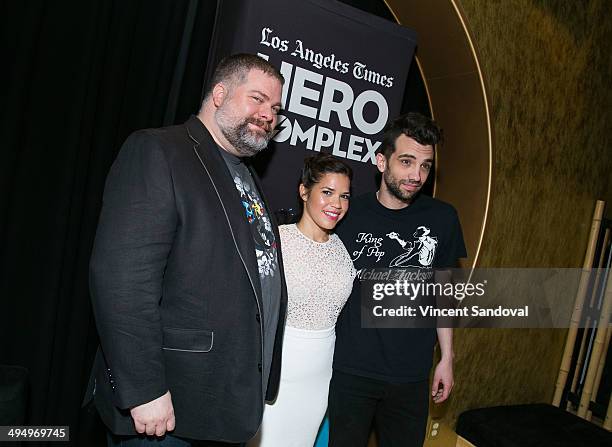 Director Dean DeBlois, actress America Ferrera and actor Jay Baruchel attend L.A. Times Hero Complex Film Festival "How To Train Your Dragon 2"...