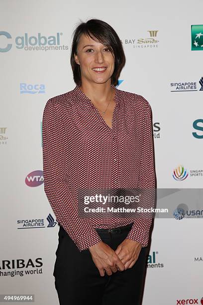 Katarina Srebotnik attends Singapore Tennis Evening during BNP Paribas WTA Finals at Marina Bay Sands on October 30, 2015 in Singapore.