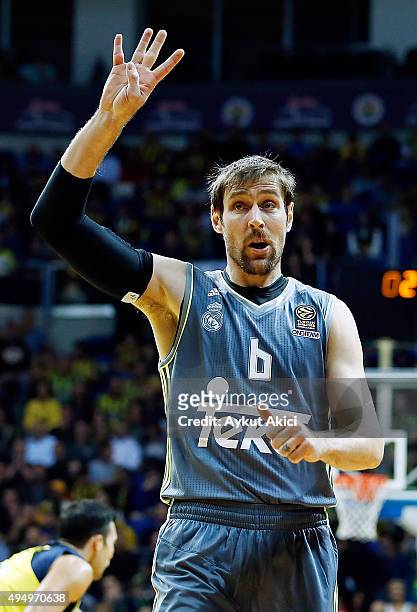 Andres Nocioni, #6 of Real Madrid reacts during the Turkish Airlines Euroleague Regular Season date 3 game between Fenerbahce Istanbul v Real Madrid...