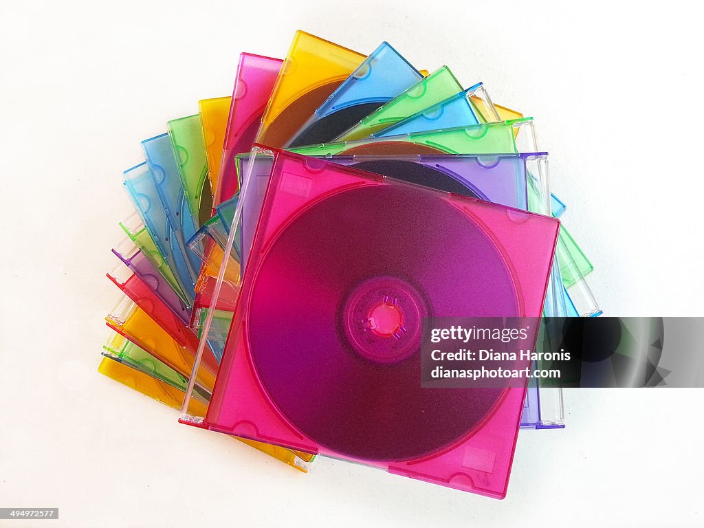 Stack of Colorful CDs