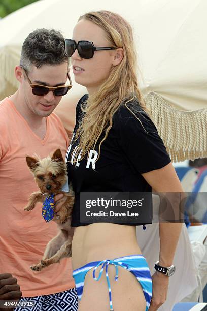 Caroline Wozniacki is seen on Miami Beach on May 31, 2014 in Miami, Florida.