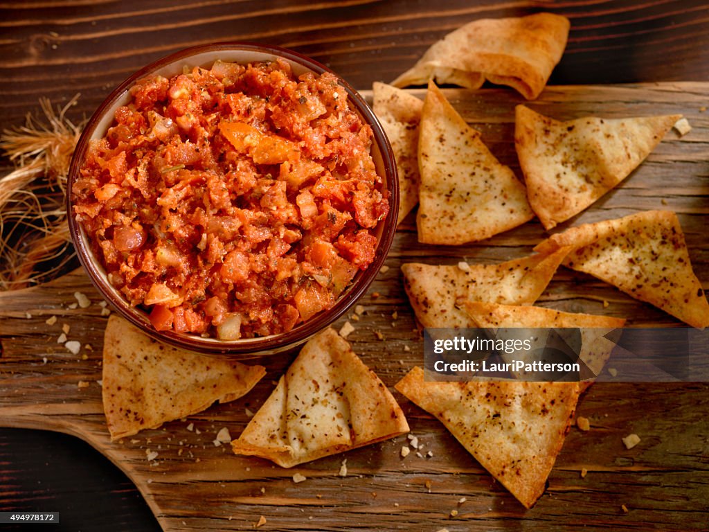 Bruschetta with Baked Pita Chips