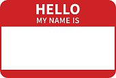 Hello, my name is introduction red flat label