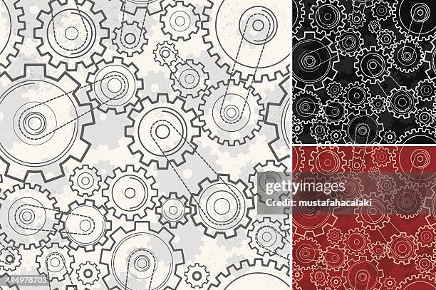 illustrations, cliparts, dessins animés et icônes de fond sans couture grunge engrenages - steampunk