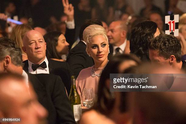 Musician Lady Gaga attends the amfAR Inspiration Gala at Milk Studios on October 29, 2015 in Hollywood, California.