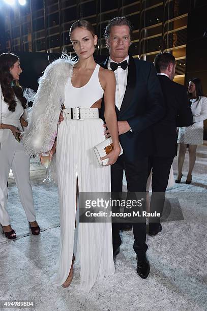 Peter Bakker and Natasha Poly attend the Gala event during the Vogue Fashion Dubai Experience 2015 at Armani Hotel Dubai on October 30, 2015 in...