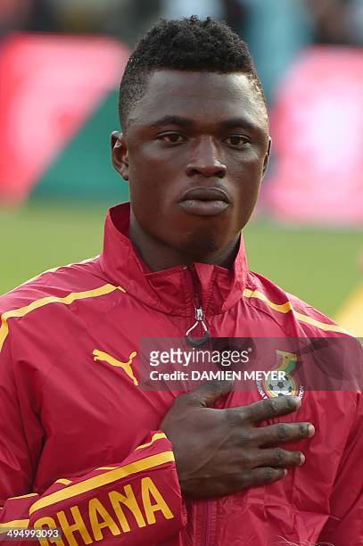 Ghana's defender Rashid Sumaila poses before the international friendly football match between Netherlands and Ghana on May 31, 2014 at the Kuip...