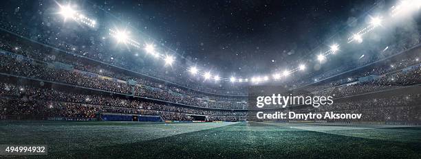 dramatic soccer stadium panorama - audience football stockfoto's en -beelden