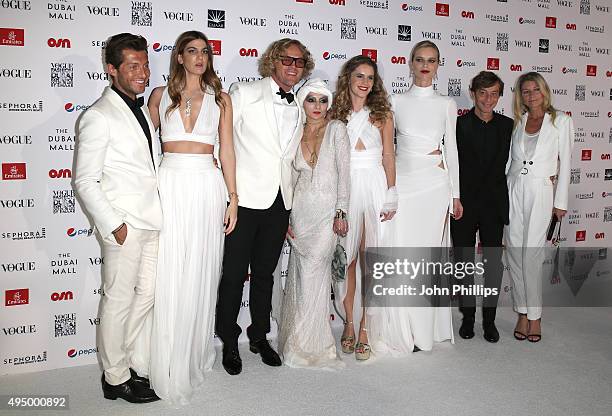 Evangelo Bousis, Bianca Brandolini Peter Dundas, Catherine Baba, Eugenie Niarchos, Eva Herzigova and guests attend the Gala event during the Vogue...