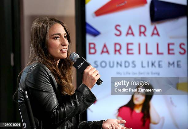 Sara Bareilles attends AOL BUILD Presents: "Sounds Like Me: My Life In Song" at AOL Studios In New York on October 30, 2015 in New York City.