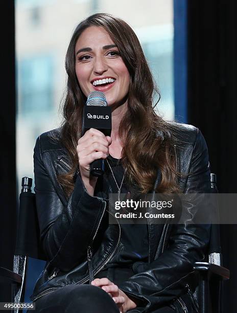 Singer Sara Bareilles speaks during the AOL BUILD Presents: "Sounds Like Me: My Life In Song" at AOL Studios In New York on October 30, 2015 in New...