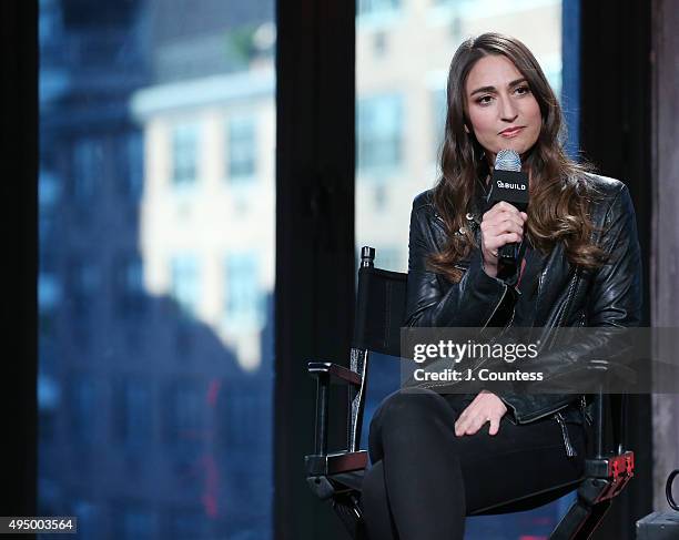 Singer Sara Bareilles speaks during the AOL BUILD Presents: "Sounds Like Me: My Life In Song" at AOL Studios In New York on October 30, 2015 in New...