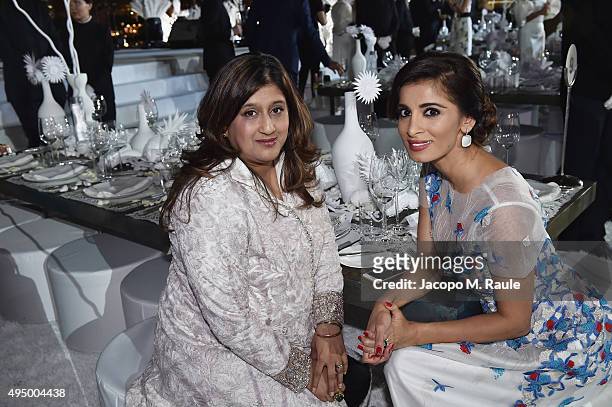 Priya Tanna and Rosemin Manji attends the Gala event during the Vogue Fashion Dubai Experience 2015 at Armani Hotel Dubai on October 30, 2015 in...