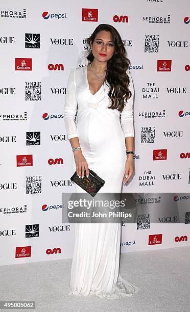 Guest attends the Gala event during the Vogue Fashion Dubai Experience 2015 at Armani Hotel Dubai on October 30, 2015 in Dubai, United Arab Emirates.