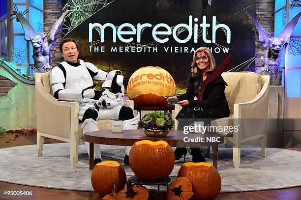 Episode AJ042 -- Pictured: Jamie Oliver, Meredith Vieira --