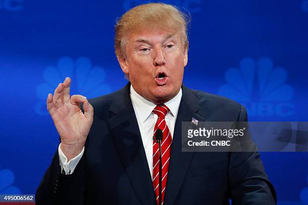 The Republican Presidential Debate: Your Money, Your Vote -- Pictured: Donald Trump participates in CNBC's "Your Money, Your Vote: The Republican...