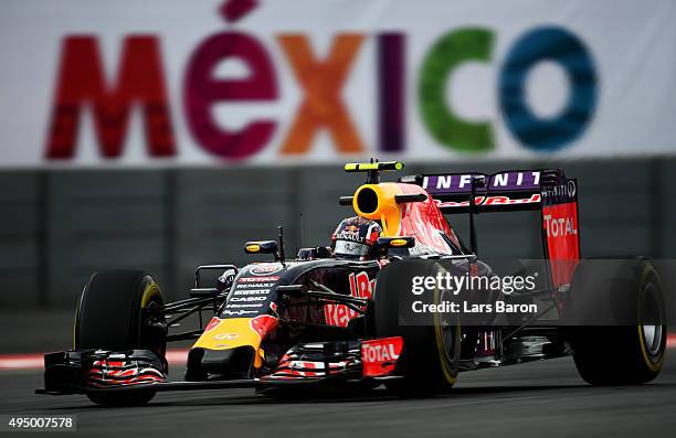 Daniil Kvyat of Russia and Infiniti Red Bull Racing during practice for the Formula One Grand Prix of Mexico at Autodromo Hermanos Rodriguez on...