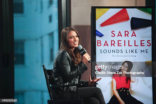 Sara Bareilles attends AOL BUILD presents "Sounds Like Me: My Life In Song" at AOL Studios In New York on October 30, 2015 in New York City.