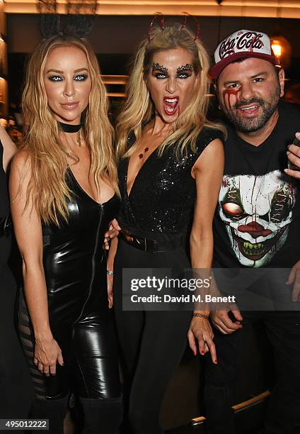 Lauren Pope, Kate Lawler and guest attend Hallowzeen at M Restaurant on October 30, 2015 in London, England.