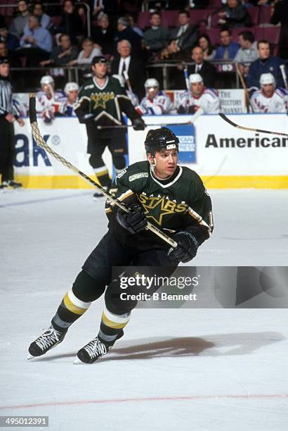 Jamie Lagenbrunner of the Dallas Stars skates on the ice during an NHL game against the New York Rangers on March 13, 2000 at the Madison Square...