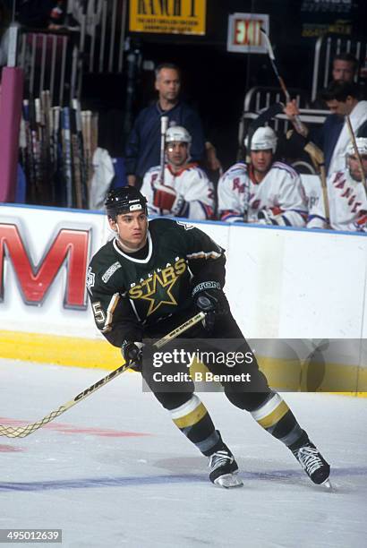 Jamie Lagenbrunner of the Dallas Stars skates on the ice during an NHL game against the New York Rangers on March 13, 2000 at the Madison Square...