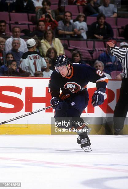 Mariusz Czerkawski of the New York Islanders skates on the ice during an NHL preseason game against the New Jersey Devils in September, 1999 at the...
