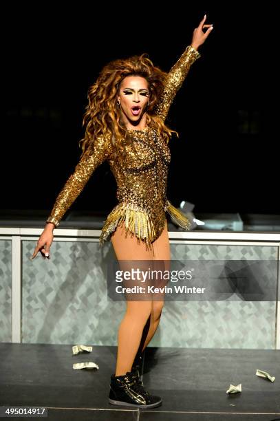 Drag queen Shangela of RuPaul's Drag Race performs at Prom 2014: A Night Out For Trevor Presented By The Trevor Project NextGen at the Peterson...
