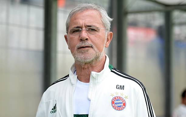 Assistant coach Gerd Mueller of Muenchen looks on prior to the second relegation leg between Bayern Muenchen II and Fortuna Koeln at Stadion An Der...