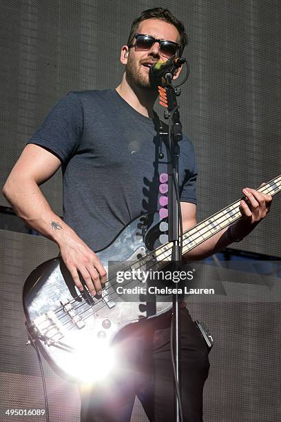 Musician William Farquarson of Bastille performs at the KROQ Weenie Roast at Verizon Wireless Amphitheater on May 31, 2014 in Irvine, California.