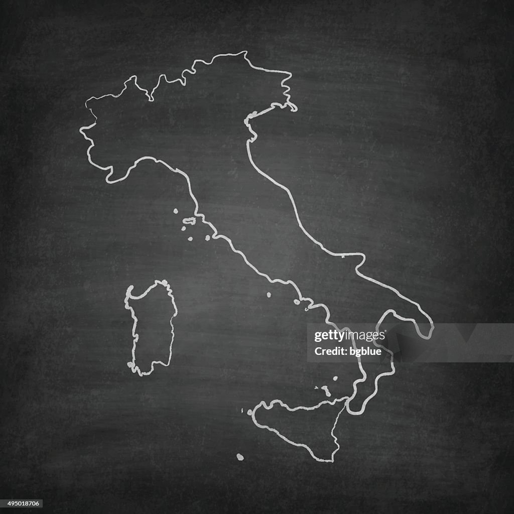 Italy Map on Blackboard - Chalkboard