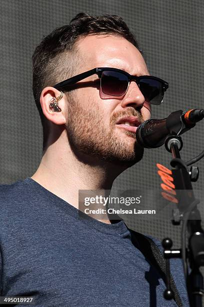 Musician William Farquarson of Bastille performs at the KROQ Weenie Roast at Verizon Wireless Amphitheater on May 31, 2014 in Irvine, California.