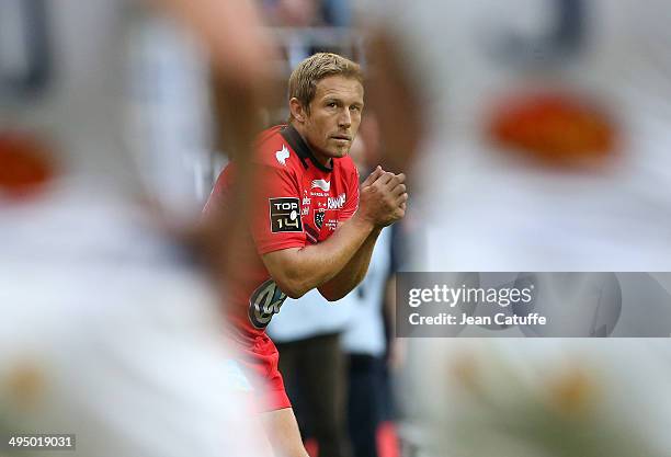Jonny Wilkinson of RC Toulon in action during the Top 14 Final between RC Toulon and Castres Olympique at Stade de France on May 31, 2014 in...