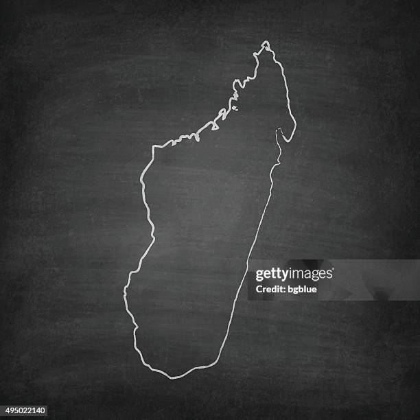 stockillustraties, clipart, cartoons en iconen met madagascar map on blackboard - chalkboard - antananarivo