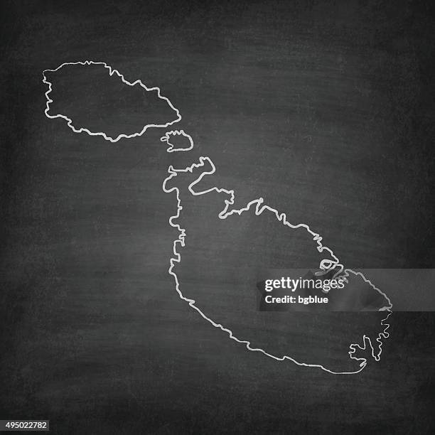 malta map on blackboard - chalkboard - malta map stock illustrations