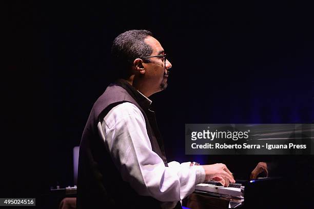 Panamanian musician Danilo Perez performs with John Patitucci and Brian Blade in their "Children of Light" trio for Bologna Jazz Festival at...