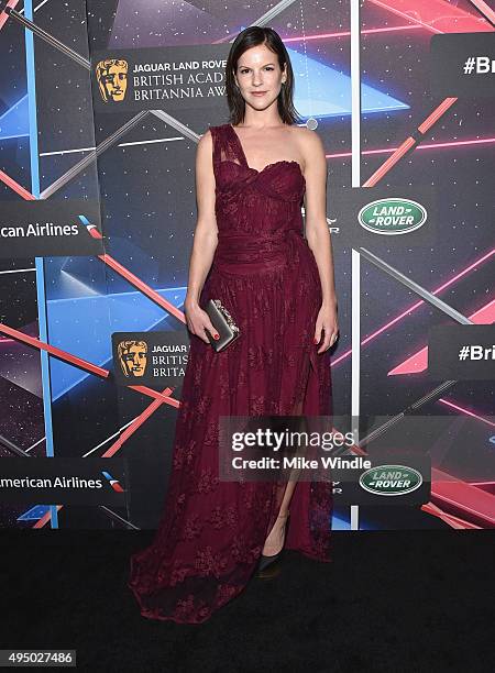 Actress Fuschia Sumner attends the 2015 Jaguar Land Rover British Academy Britannia Awards presented by American Airlines at The Beverly Hilton Hotel...
