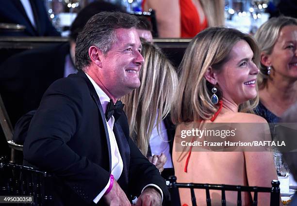 Personality Piers Morgan and journalist Celia Walden attend the 2015 Jaguar Land Rover British Academy Britannia Awards presented by American...