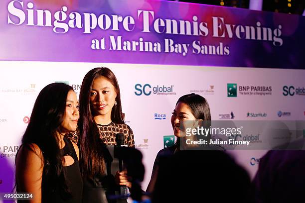Hao-Ching Chan and Yung-Jan Chan attend Singapore Tennis Evening during BNP Paribas WTA Finals at Marina Bay Sands on October 30, 2015 in Singapore.