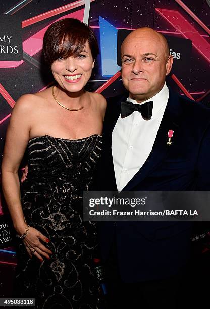 S Nigel Daly, OBE and Louise Salter attend the 2015 Jaguar Land Rover British Academy Britannia Awards presented by American Airlines at The Beverly...