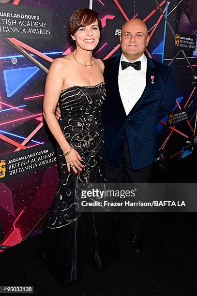 Filmmaker Louise Salter and Chairman of the Board, BAFTA/LA Nigel Daly attend the 2015 Jaguar Land Rover British Academy Britannia Awards presented...