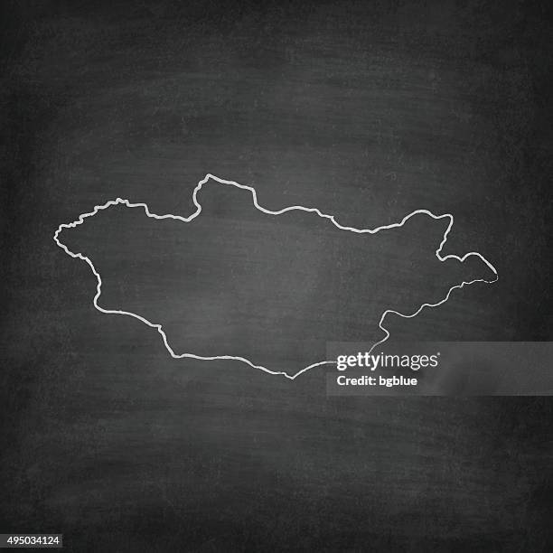 mongolia map on blackboard - chalkboard - ulaanbaatar stock illustrations