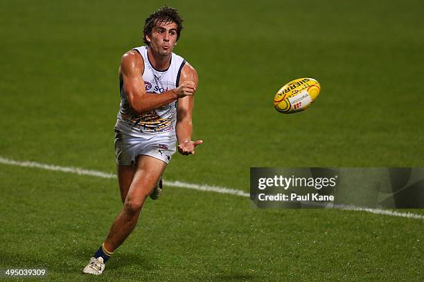 Andrew Gaff of the Eagles handballs during the round 11 AFL match between the West Coast Eagles and the North Melbourne Kangaroos at Patersons...