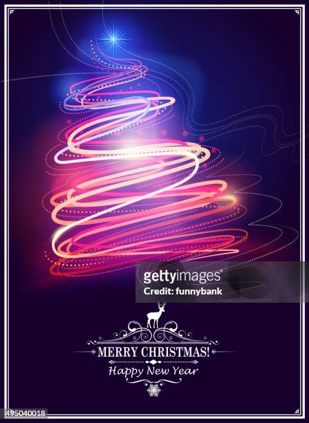 abstrakter weihnachtsbaum - neon lighting stock-grafiken, -clipart, -cartoons und -symbole