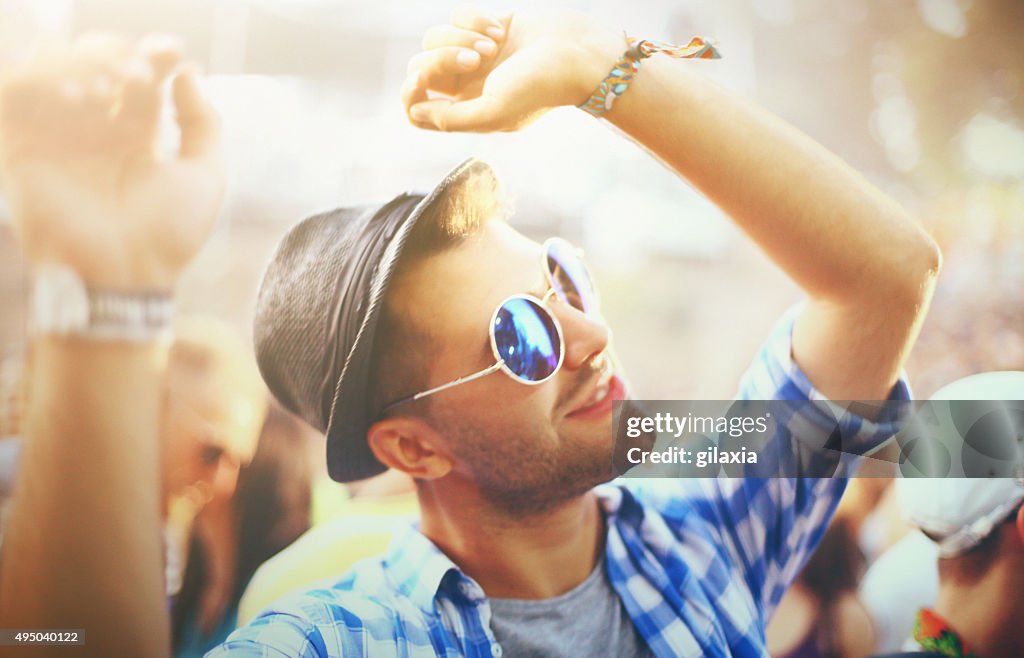 Guy having fun at a concert.