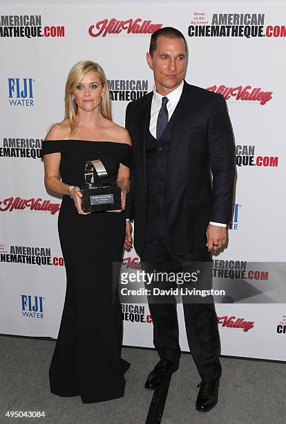 Actress Reese Witherspoon and actor Matthew McConaughey attend the 29th American Cinematheque Award Honoring Reese Witherspoon at the Hyatt Regency...