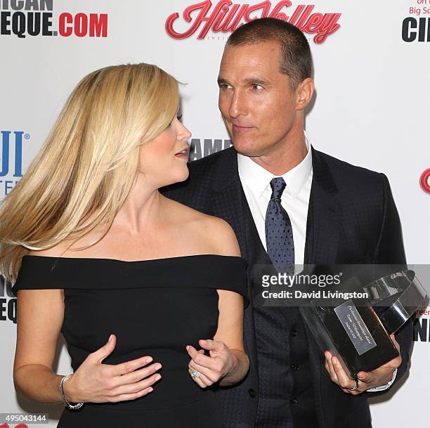 Actress Reese Witherspoon and actor Matthew McConaughey attend the 29th American Cinematheque Award Honoring Reese Witherspoon at the Hyatt Regency...