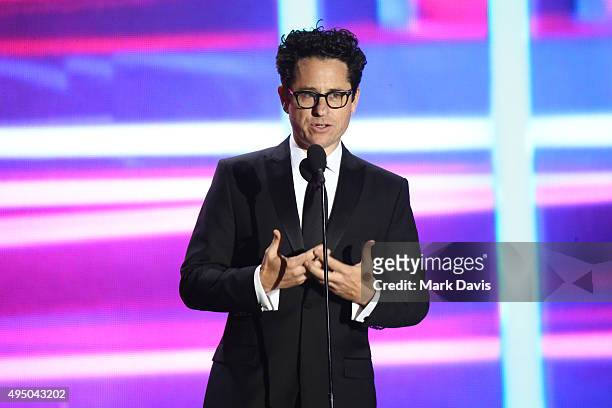 Director J.J. Abrams speaks onstage during the 2015 Jaguar Land Rover British Academy Britannia Awards presented by American Airlines at The Beverly...