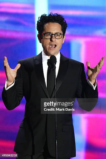 Director J.J. Abrams speaks onstage during the 2015 Jaguar Land Rover British Academy Britannia Awards presented by American Airlines at The Beverly...